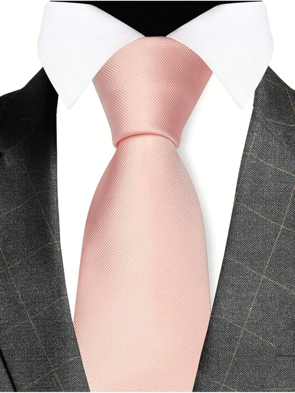 Mens Dusty Pink Solid Twill Textured Woven Silk Formal Necktie For Wedding Dress